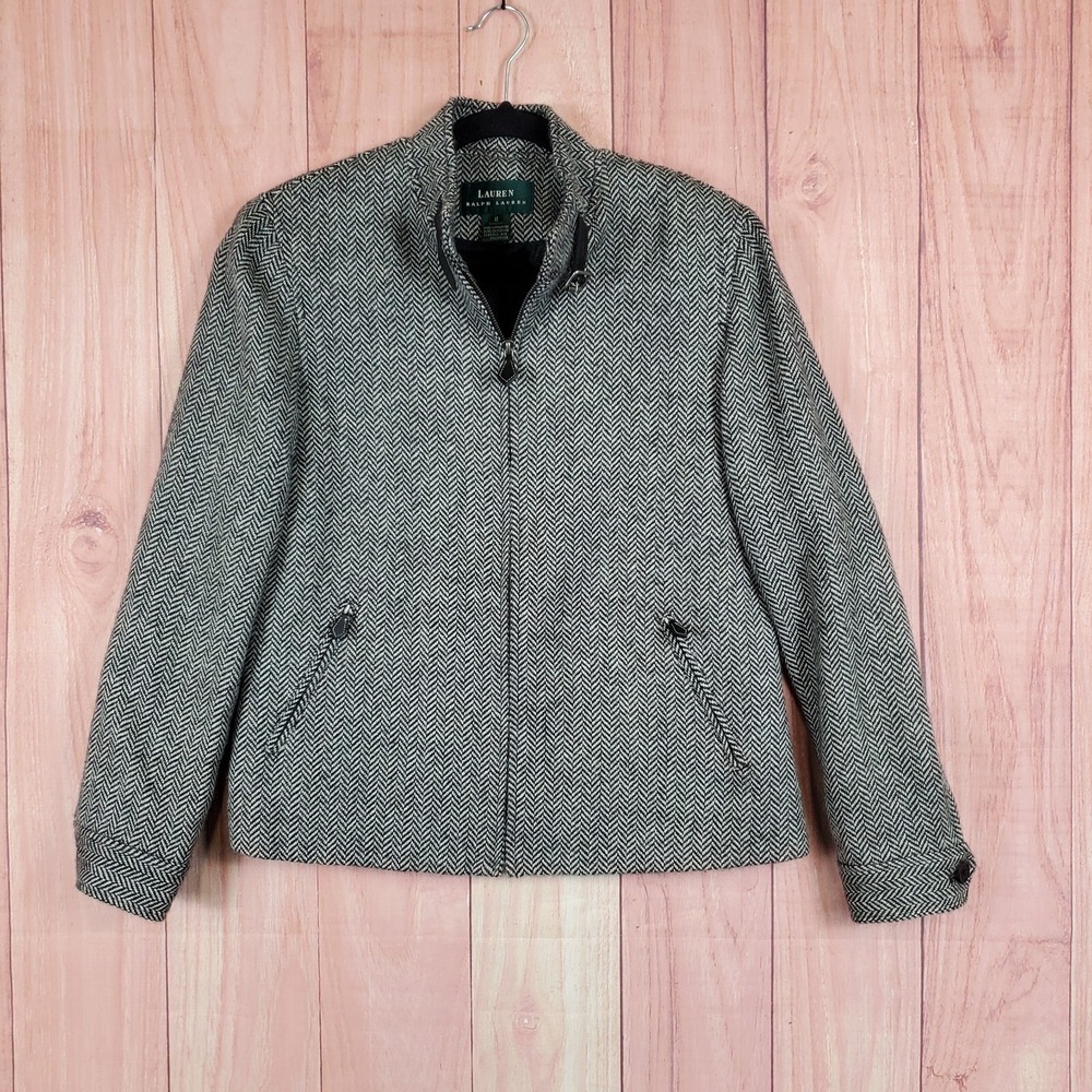 Lauren Ralph Lauren Wool Full Zip Up Jacket Sz 8 Alpaca Blend Overcoat